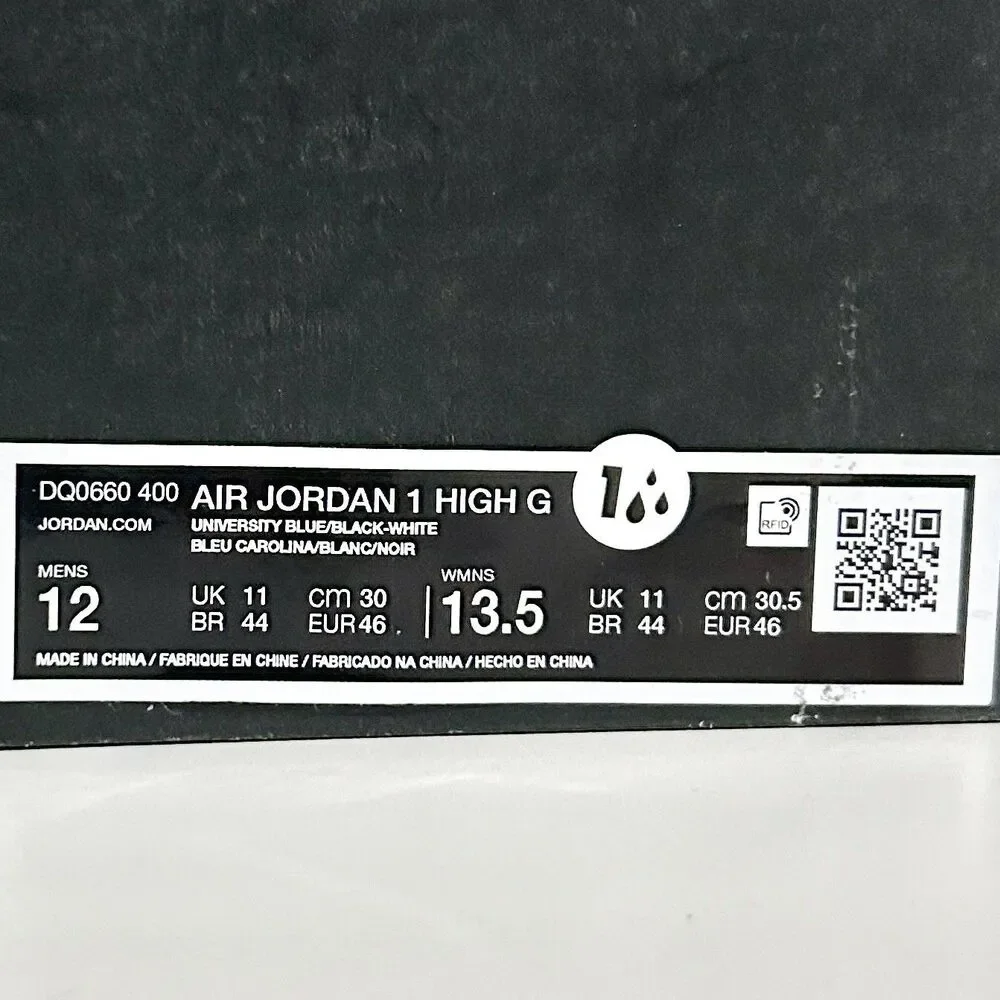 Air Jordan 1 High Retro G “University Blue” Men’s Size 12 Golf Shoes No Lid